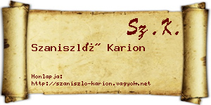 Szaniszló Karion névjegykártya